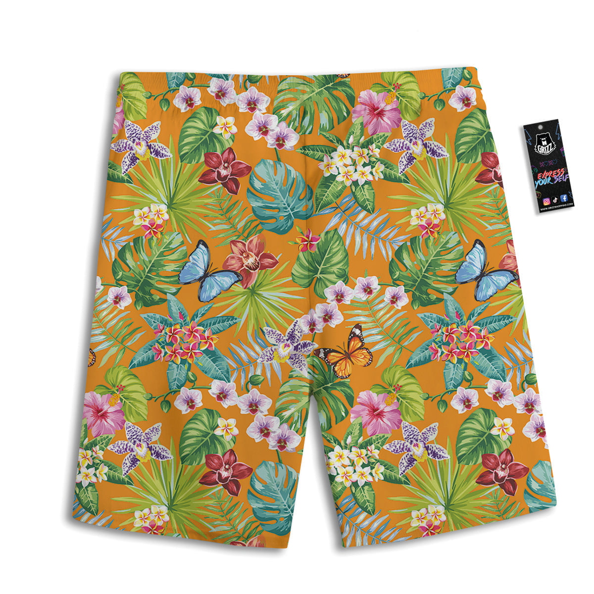 Floral Aloha Hawaii Print Pattern Men's Athletic Shorts