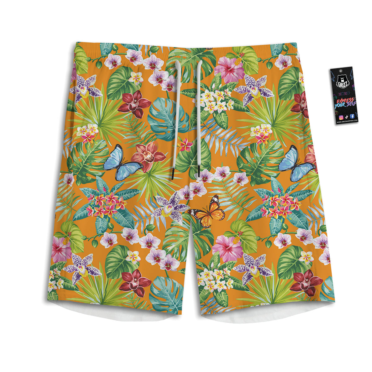 Floral Aloha Hawaii Print Pattern Men's Athletic Shorts