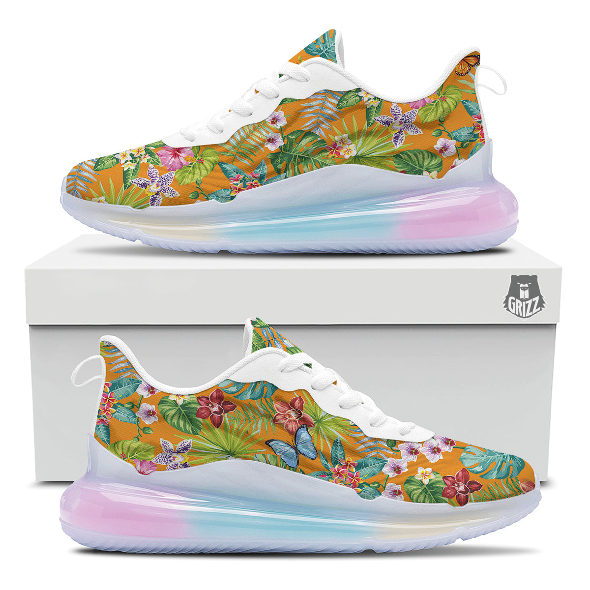 Floral Aloha Hawaii Print Pattern Running Sneakers-grizzshop