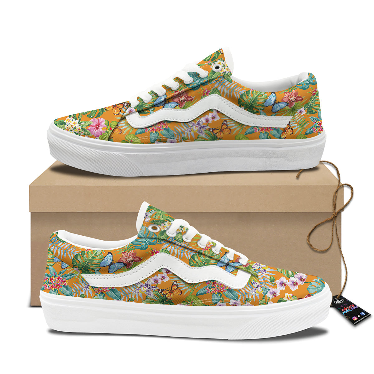 Floral Aloha Hawaii Print Pattern Skate Shoes-grizzshop