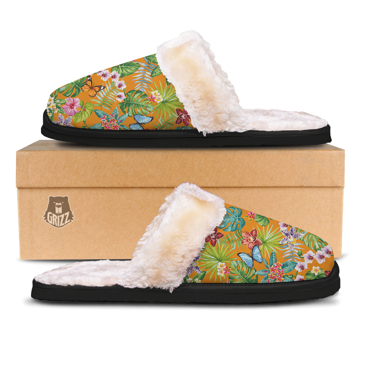 Floral Aloha Hawaii Print Pattern Slippers-grizzshop