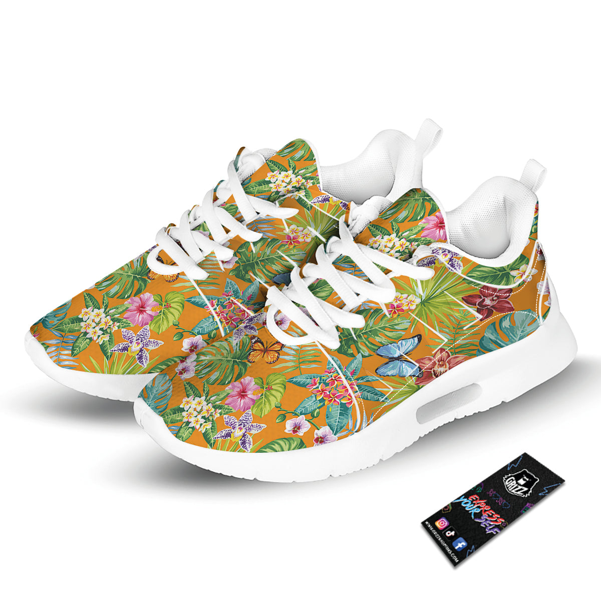 Floral Aloha Hawaii Print Pattern Tennis Shoes-grizzshop