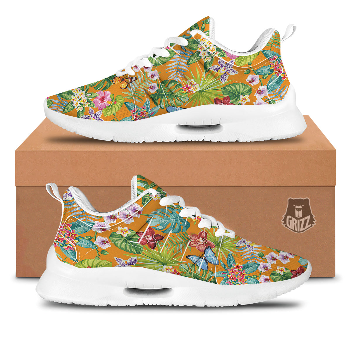 Floral Aloha Hawaii Print Pattern Tennis Shoes-grizzshop