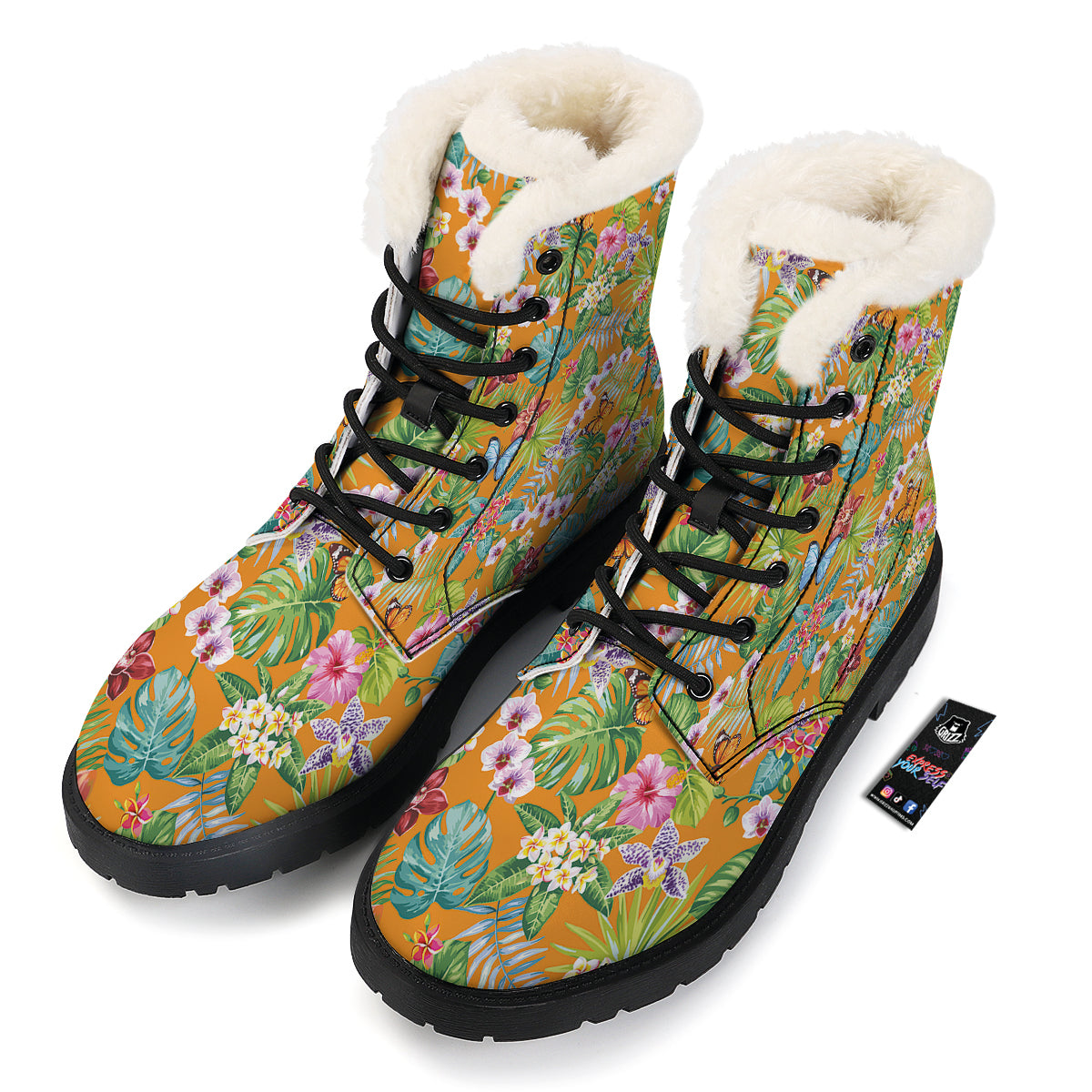 Floral Aloha Hawaii Print Pattern Winter Boots-grizzshop