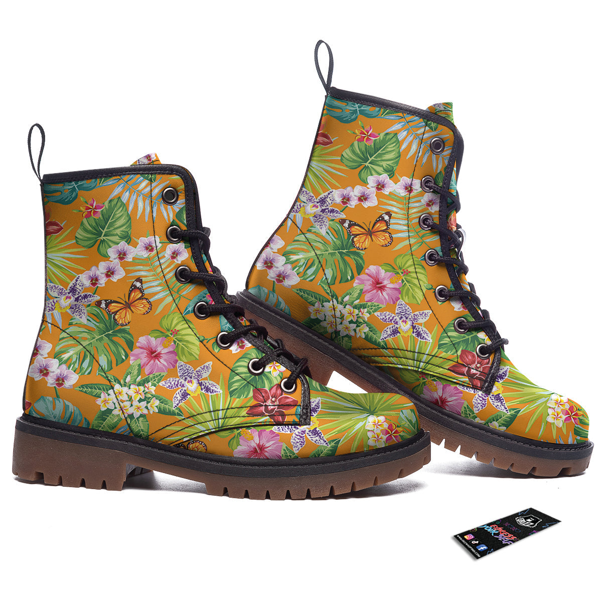 Floral Aloha Hawaii Print Pattern Work Boots-grizzshop