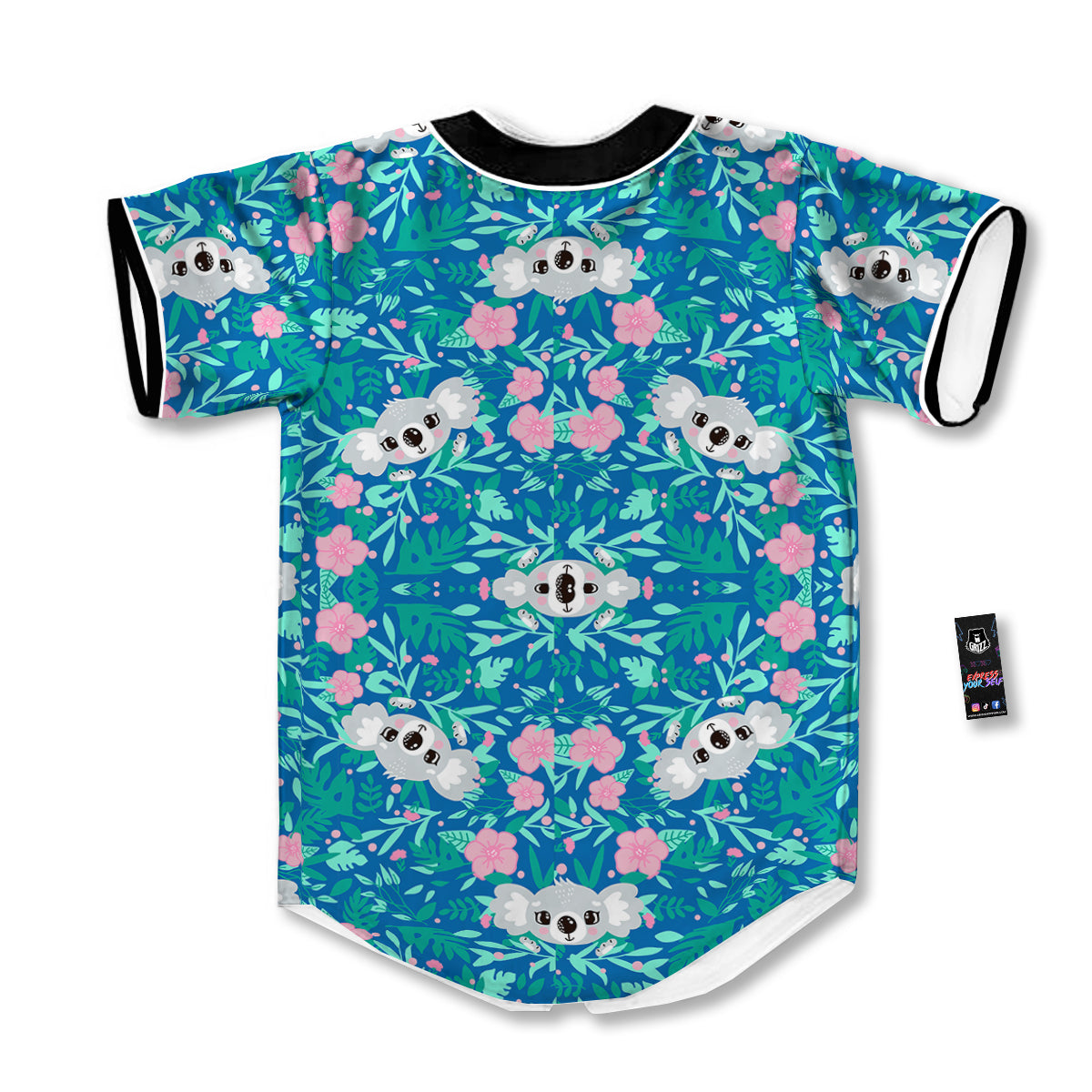 Floral And Baby Koala Print Pattern Baseball Jersey-grizzshop