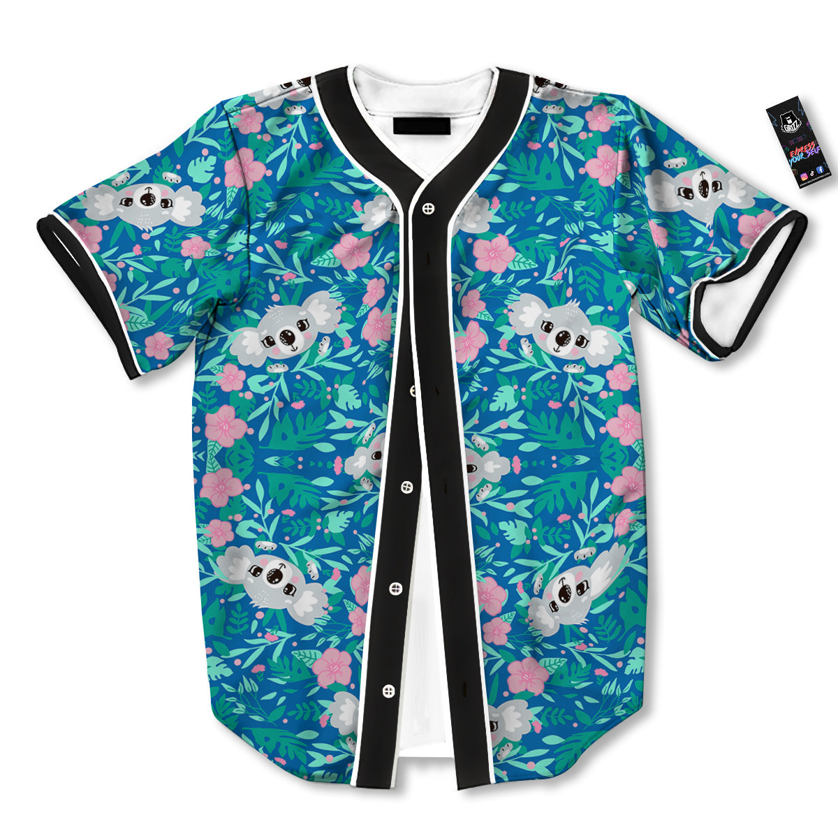 Floral And Baby Koala Print Pattern Baseball Jersey-grizzshop