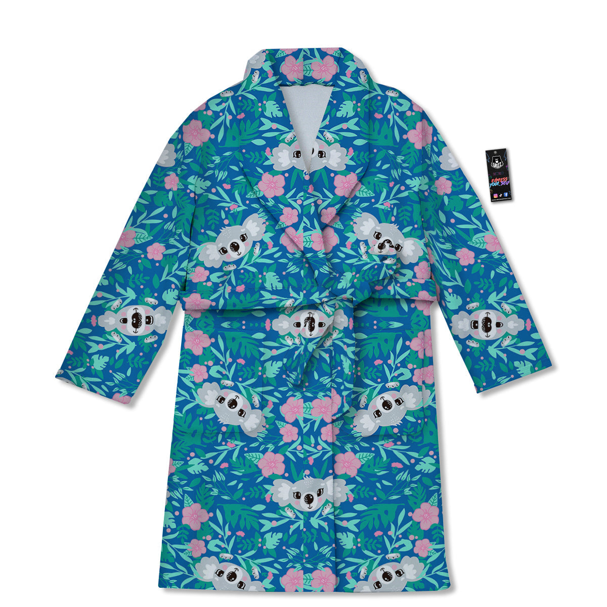 Floral And Baby Koala Print Pattern Bathrobe-grizzshop