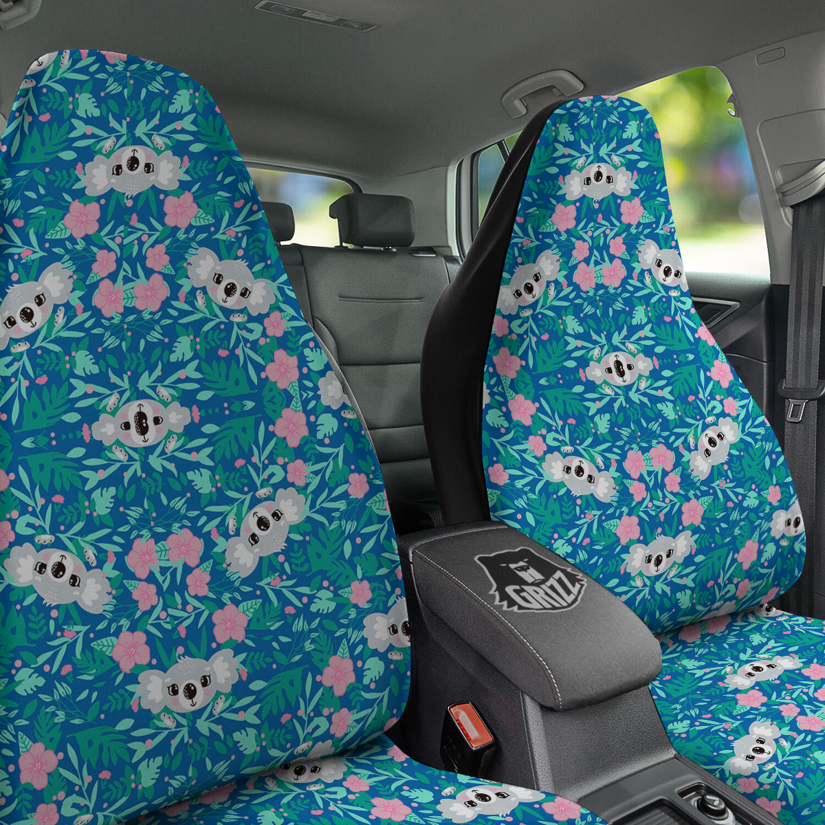 Floral And Baby Koala Print Pattern Car Seat Covers-grizzshop