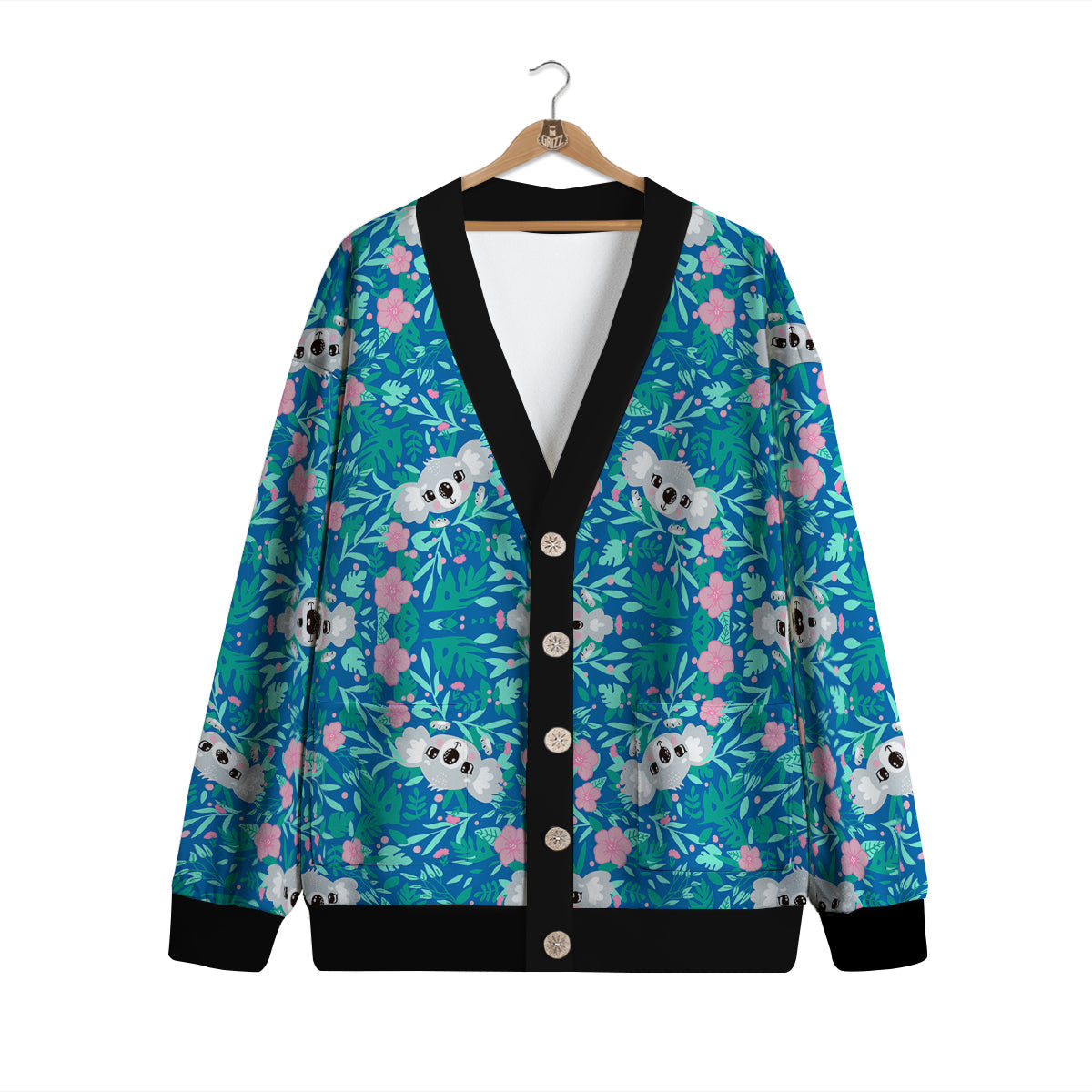 Floral And Baby Koala Print Pattern Cardigan-grizzshop