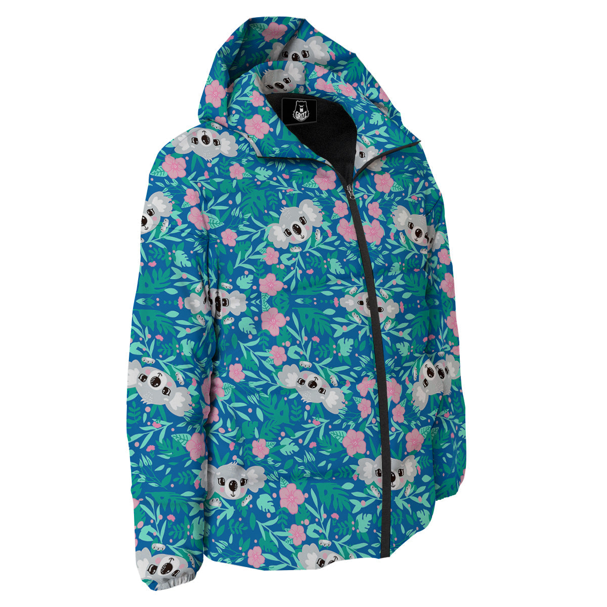 Floral And Baby Koala Print Pattern Down Jacket-grizzshop