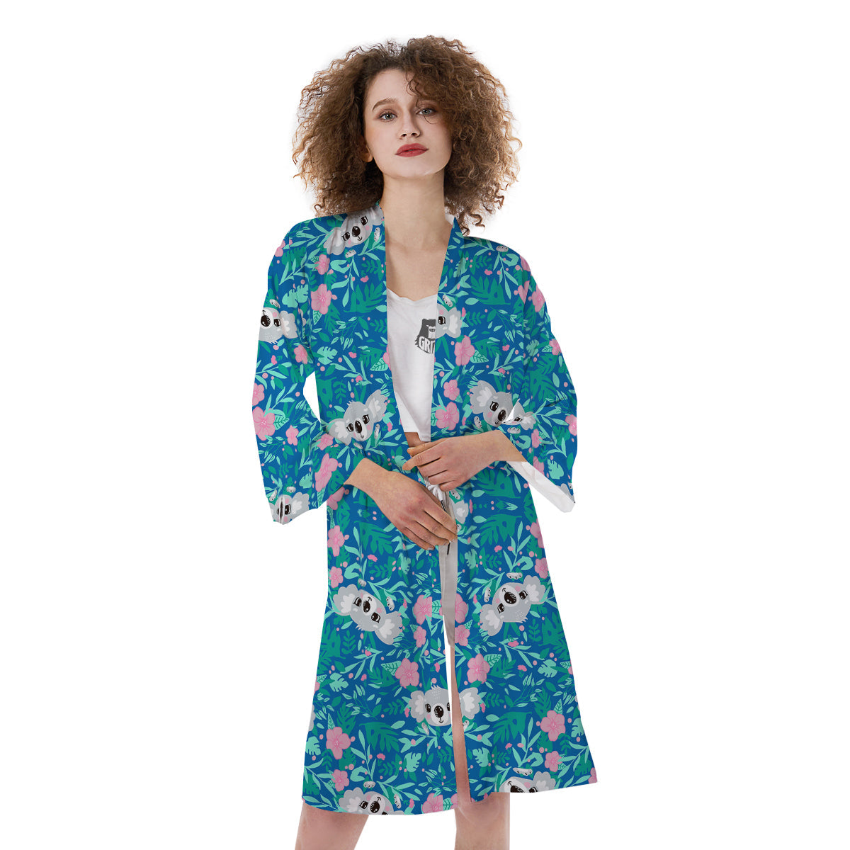 Floral And Baby Koala Print Pattern Kimono-grizzshop