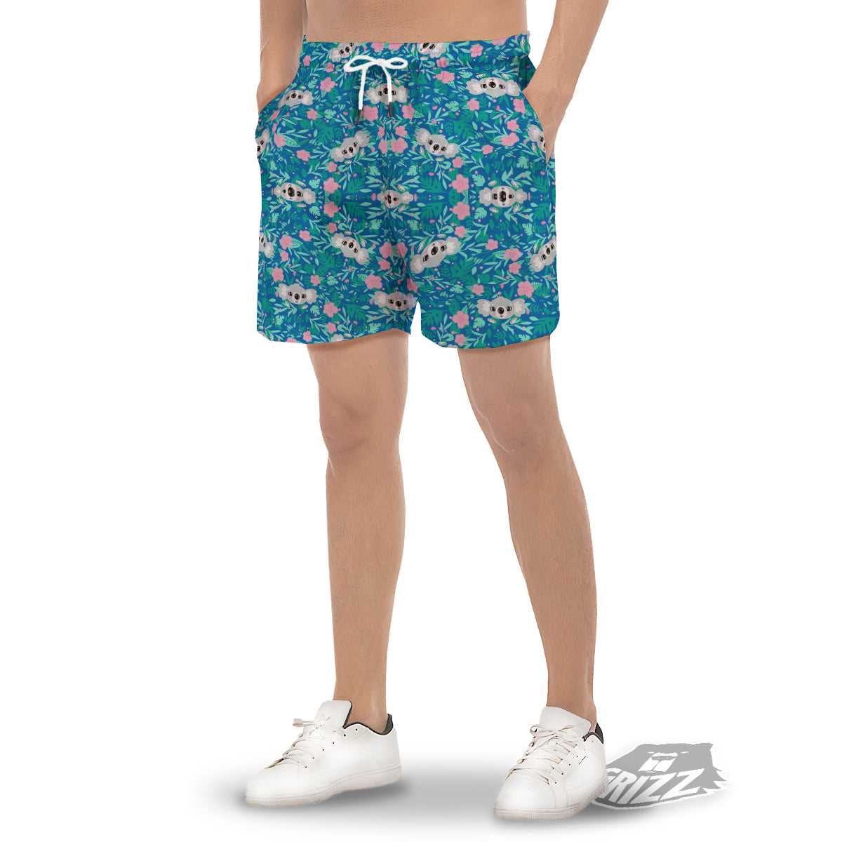 Floral And Baby Koala Print Pattern Men's Gym Shorts-grizzshop