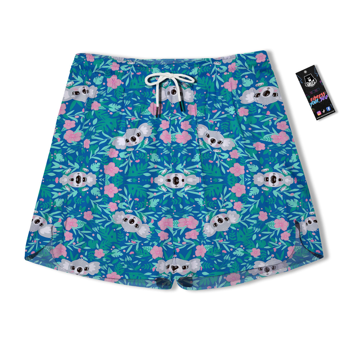 Floral And Baby Koala Print Pattern Men's Running Shorts-grizzshop