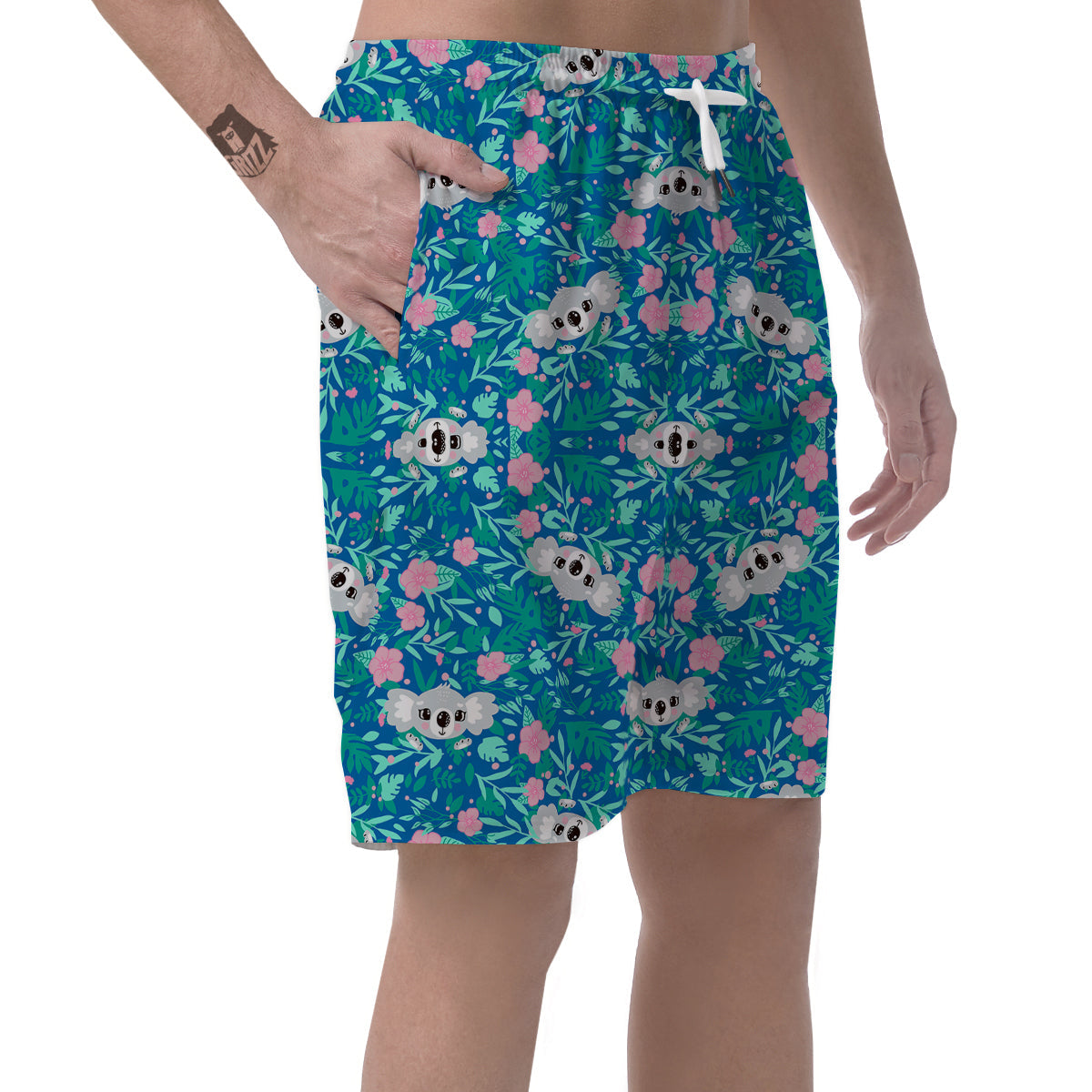 Floral And Baby Koala Print Pattern Men's Shorts-grizzshop