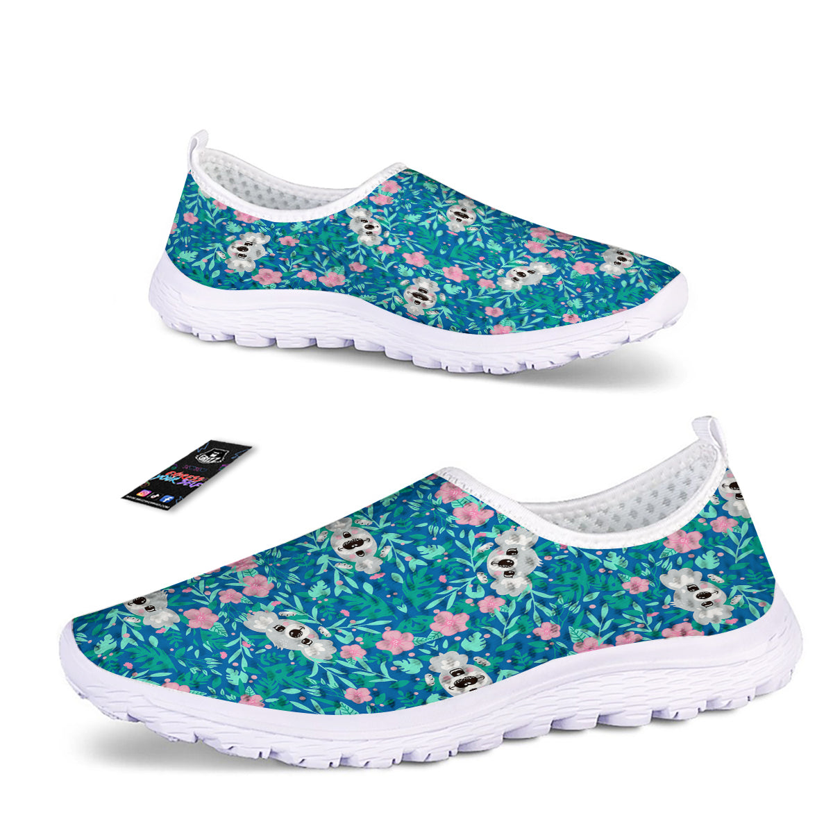 Floral And Baby Koala Print Pattern Nurse Shoes-grizzshop