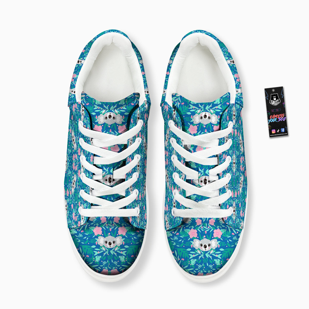 Floral And Baby Koala Print Pattern Platform Shoes-grizzshop