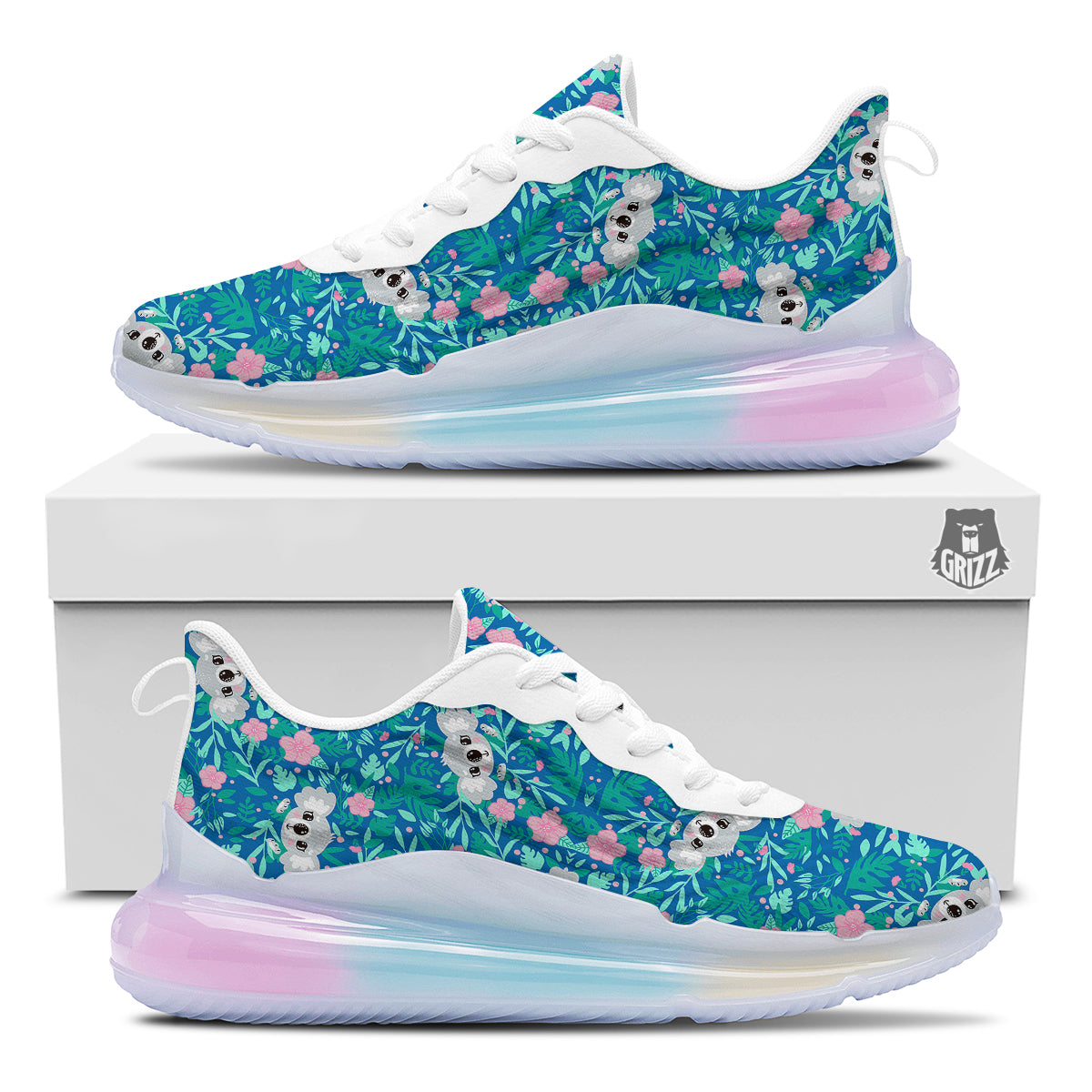 Floral And Baby Koala Print Pattern Running Sneakers-grizzshop