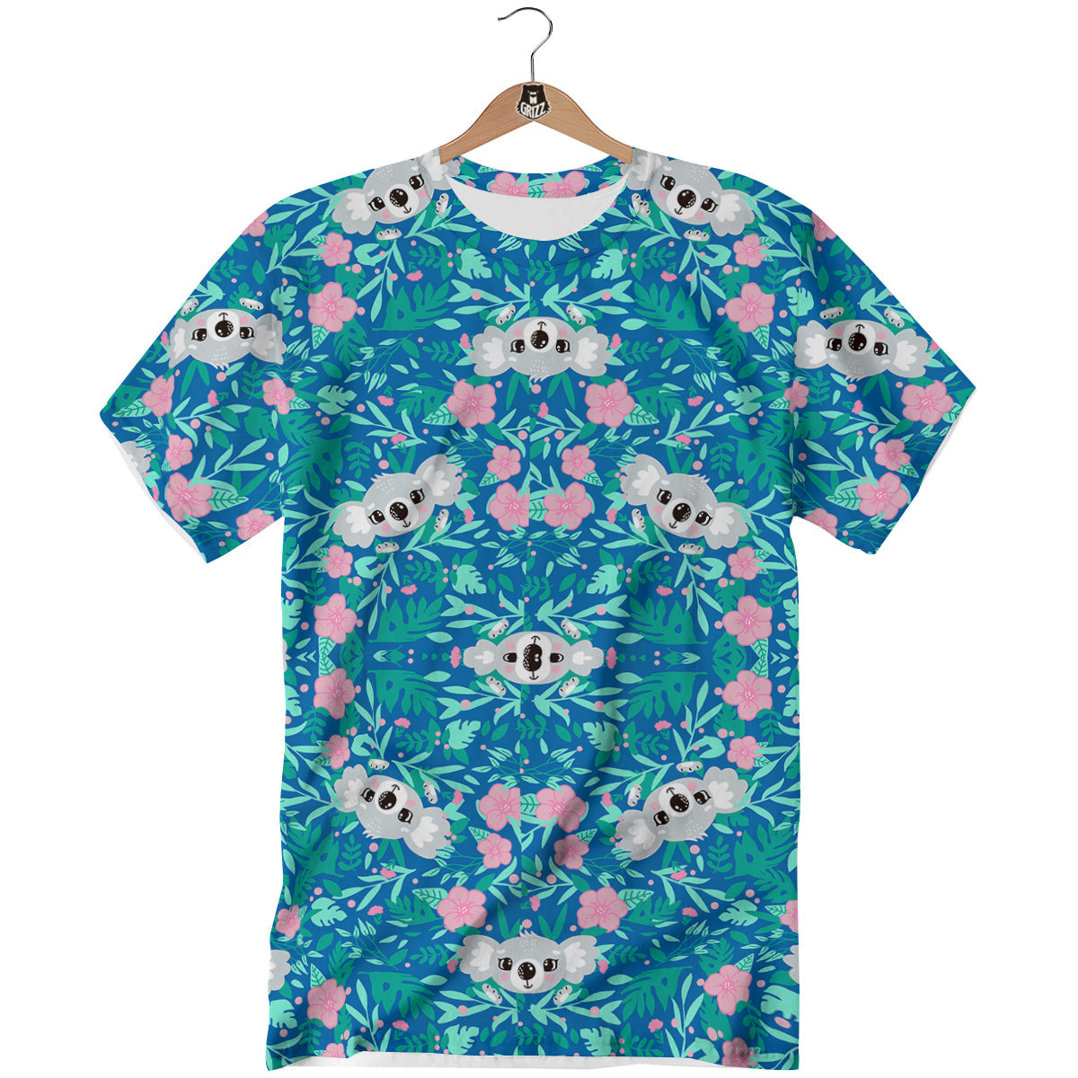 Floral And Baby Koala Print Pattern T-Shirt-grizzshop
