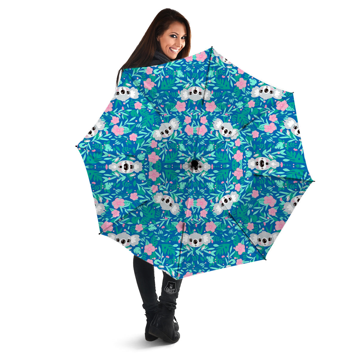 Floral And Baby Koala Print Pattern Umbrella-grizzshop