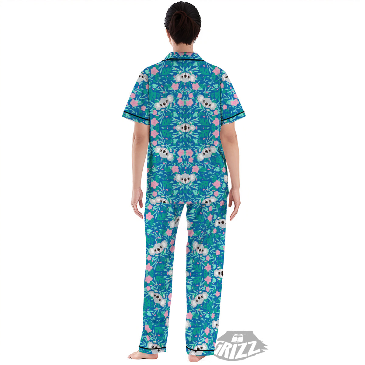 Floral And Baby Koala Print Pattern Women's Pajamas Set-grizzshop