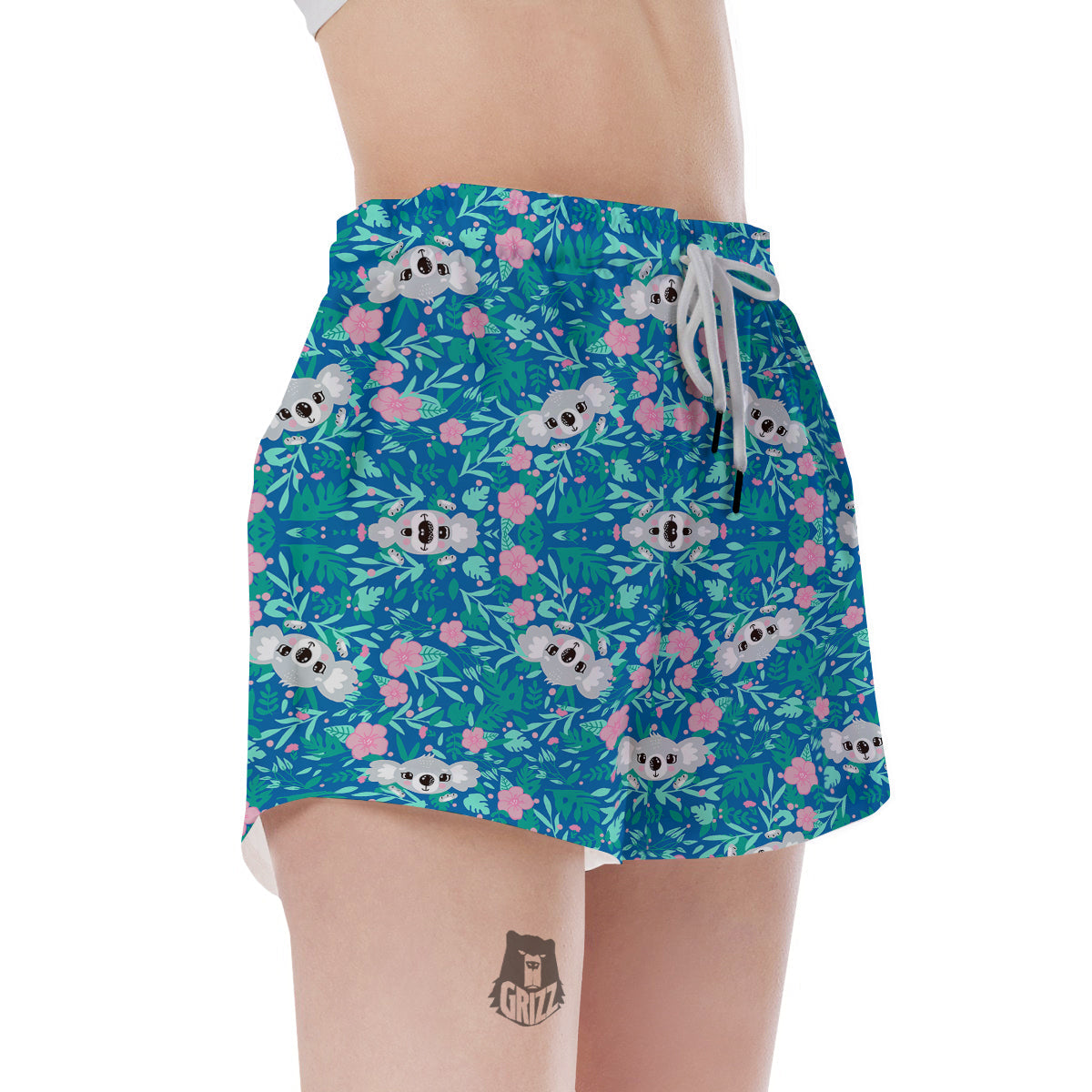 Floral And Baby Koala Print Pattern Women's Shorts-grizzshop