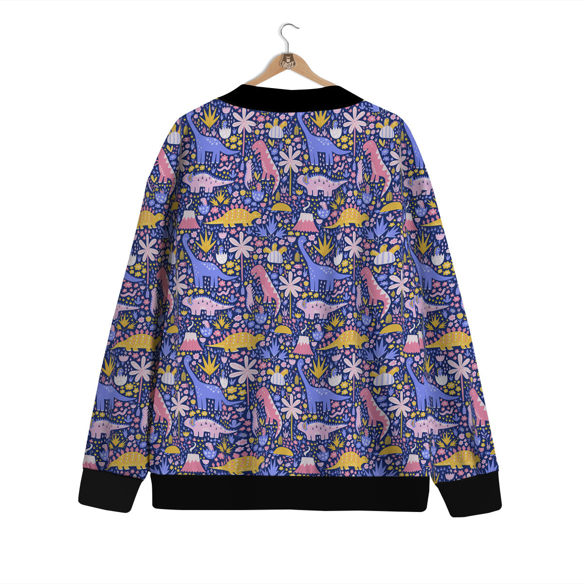 Floral And Cute Dinosaur Print Pattern Cardigan-grizzshop