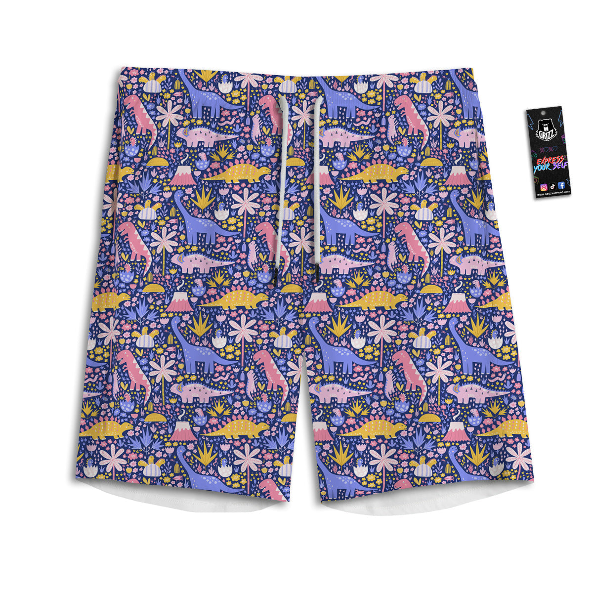 Flowers Hawaiian Floral Print Pattern Men's Athletic Shorts