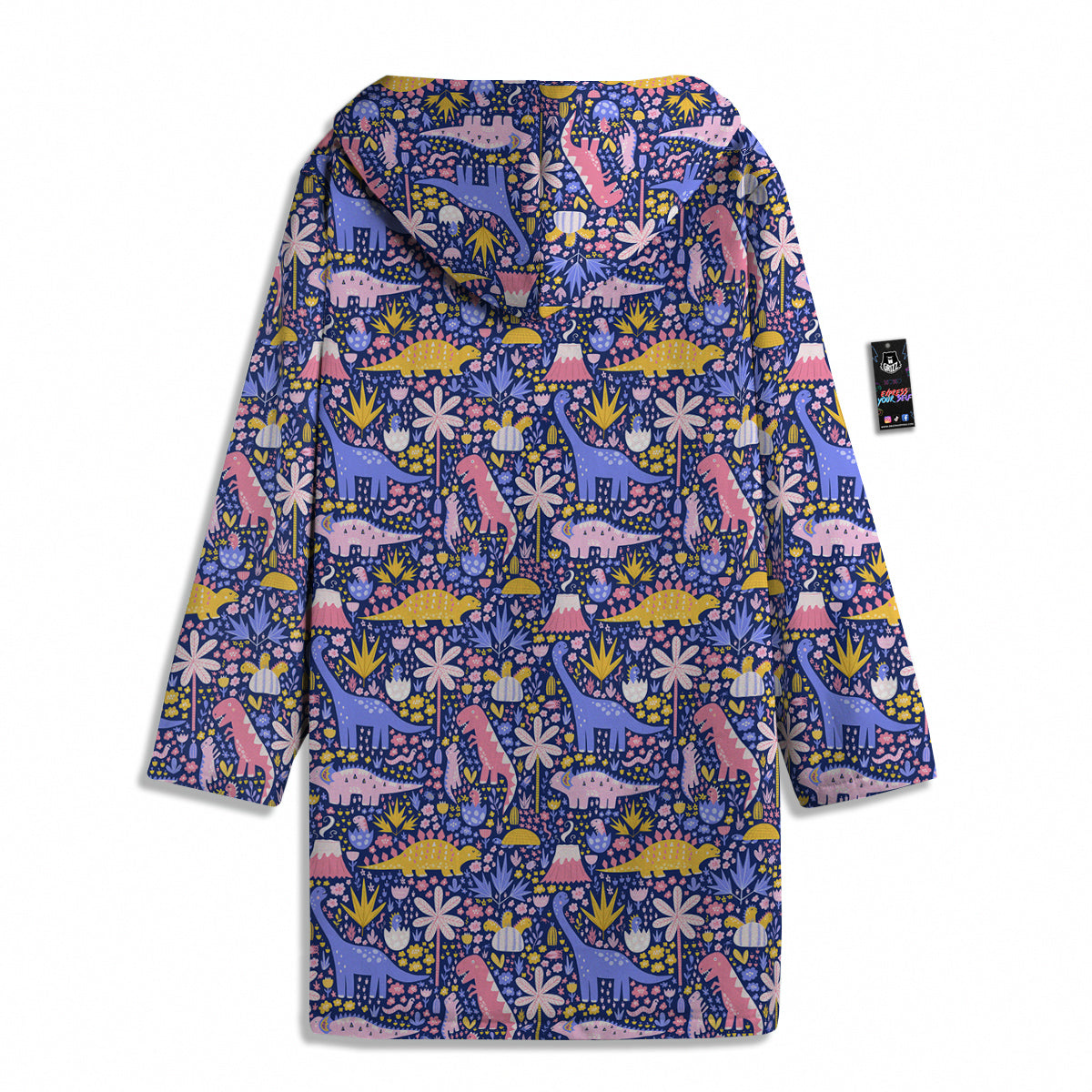Floral And Cute Dinosaur Print Pattern Men's Windbreaker Jacket-grizzshop