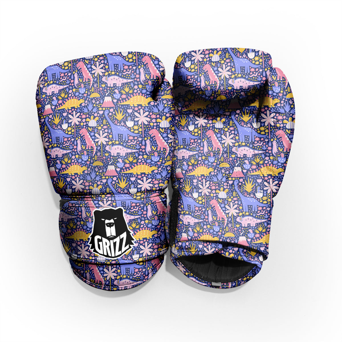 Floral And Cute Dinosaur Print Pattern Pro Boxing Glove