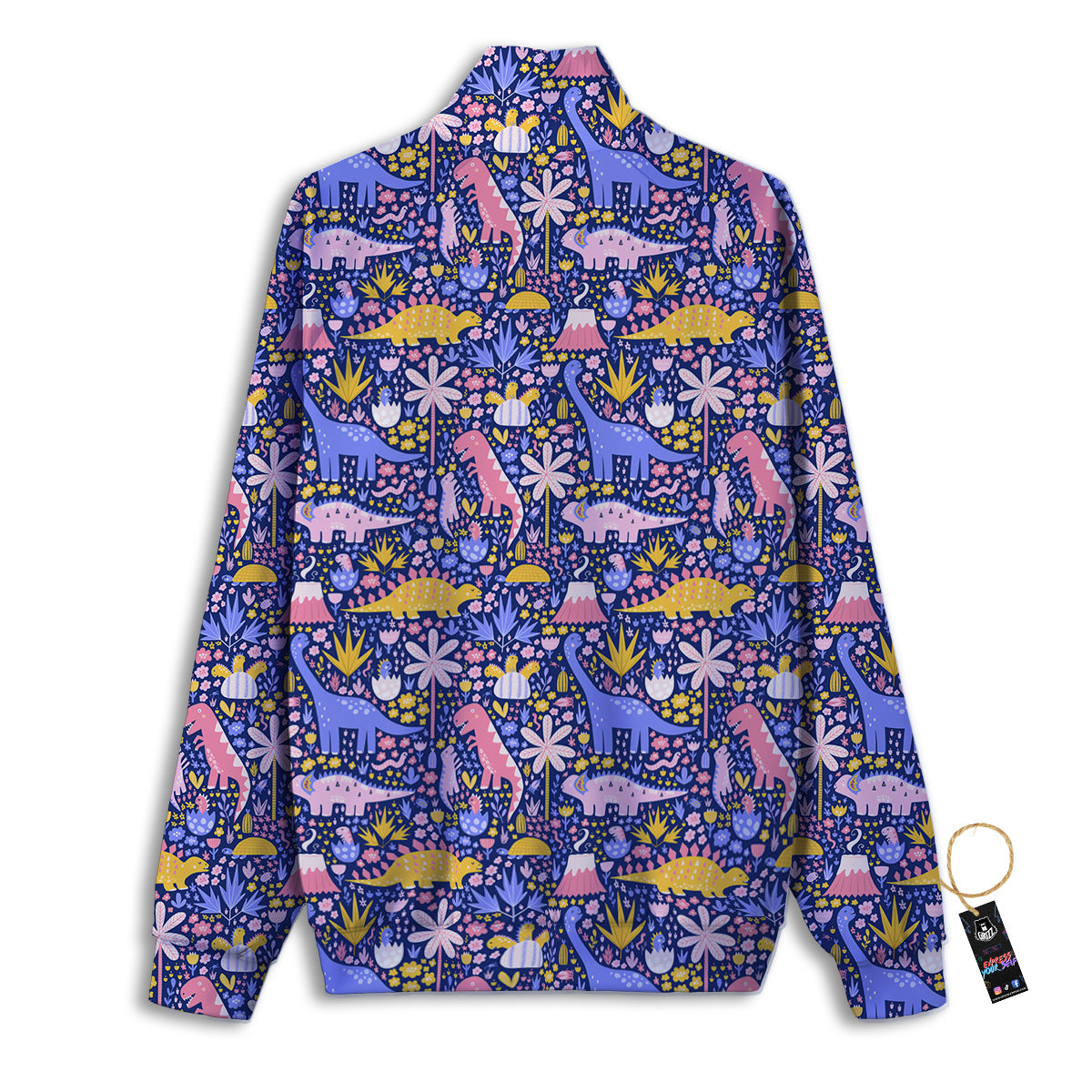 Floral And Cute Dinosaur Print Pattern Track Jacket-grizzshop