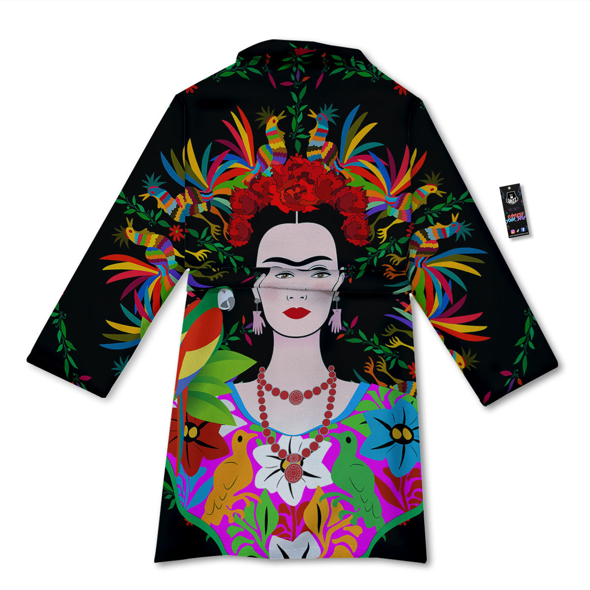 Floral And Frida Kahlo Print Bathrobe-grizzshop