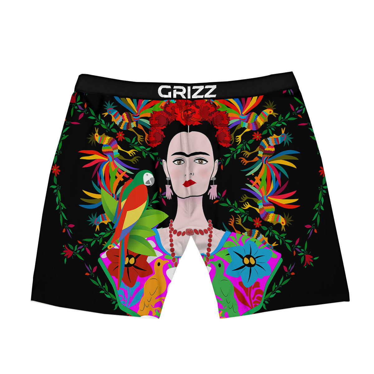 Floral And Frida Kahlo Print Boxer Briefs-grizzshop