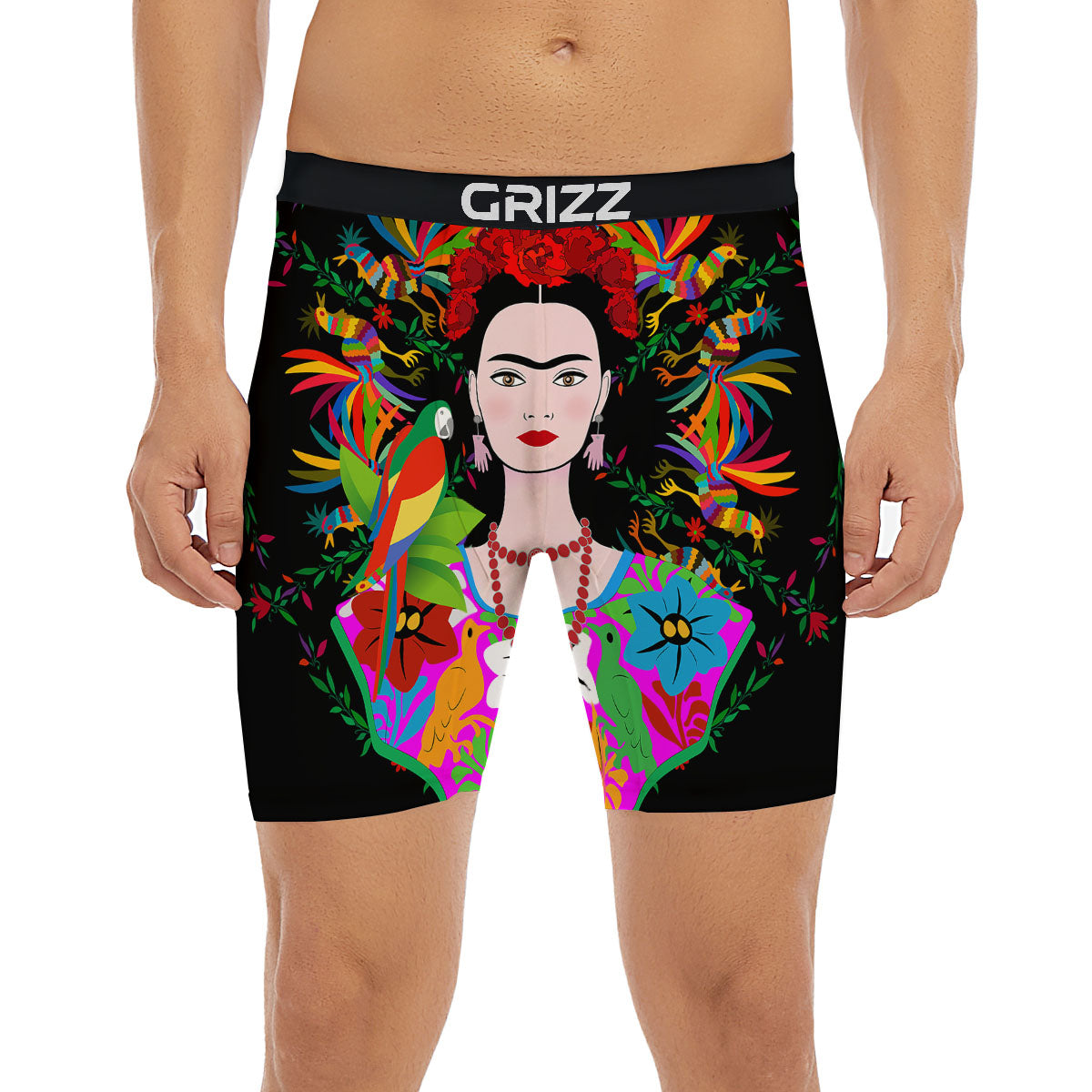 Floral And Frida Kahlo Print Boxer Briefs-grizzshop