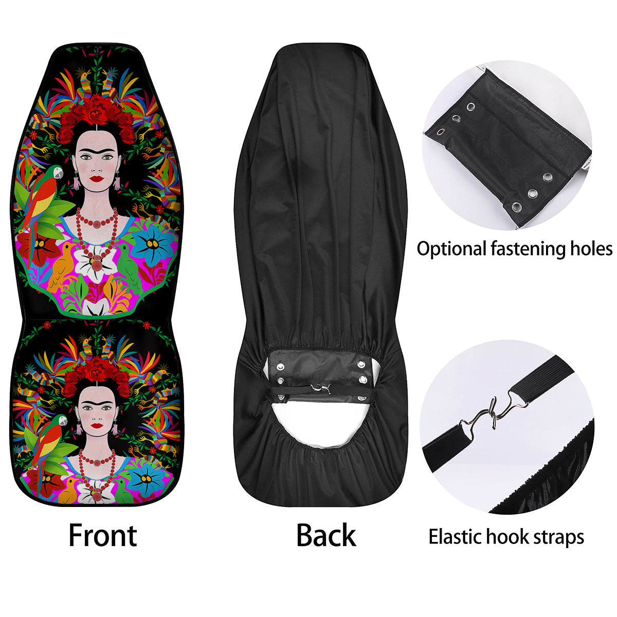 Floral And Frida Kahlo Print Car Seat Covers-grizzshop