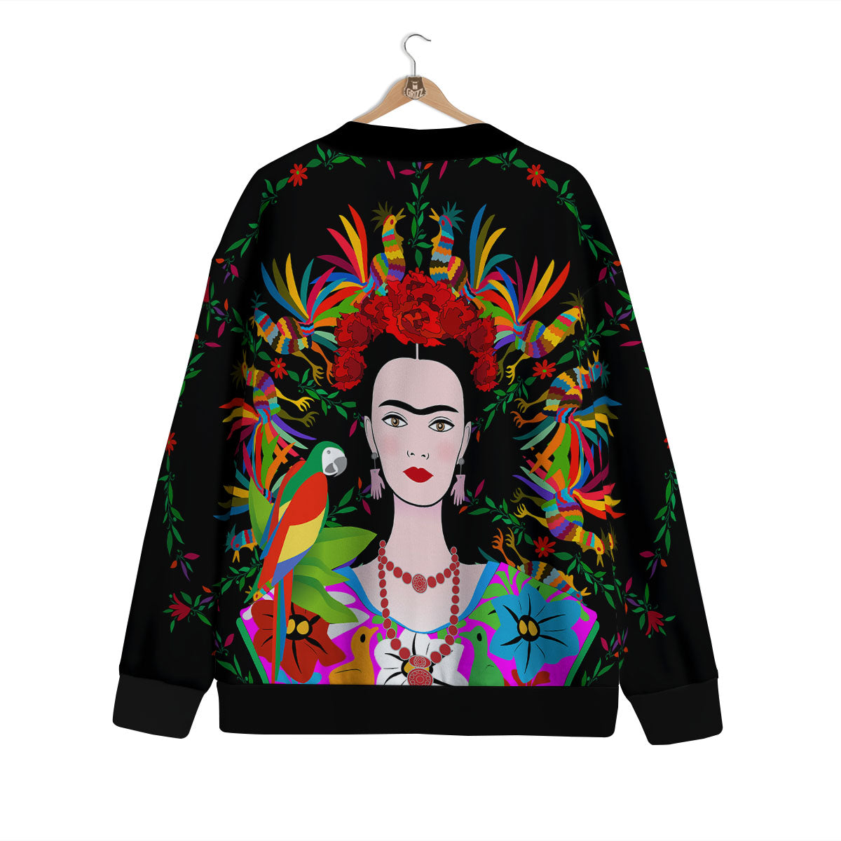 Floral And Frida Kahlo Print Cardigan-grizzshop