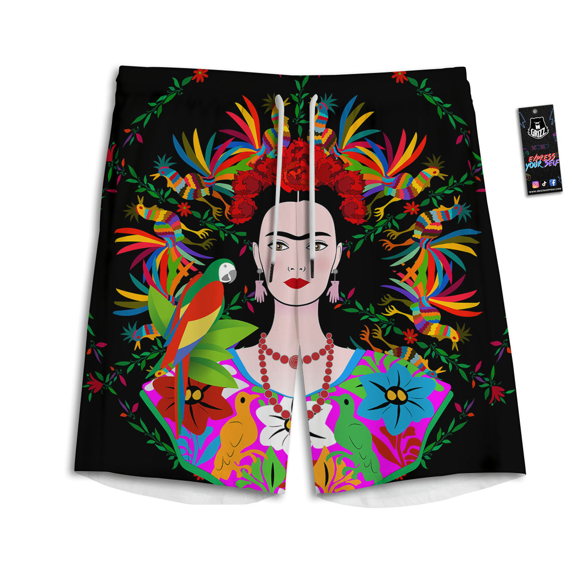 Flowers Hawaiian Hibiscus Print Pattern Men's Athletic Shorts