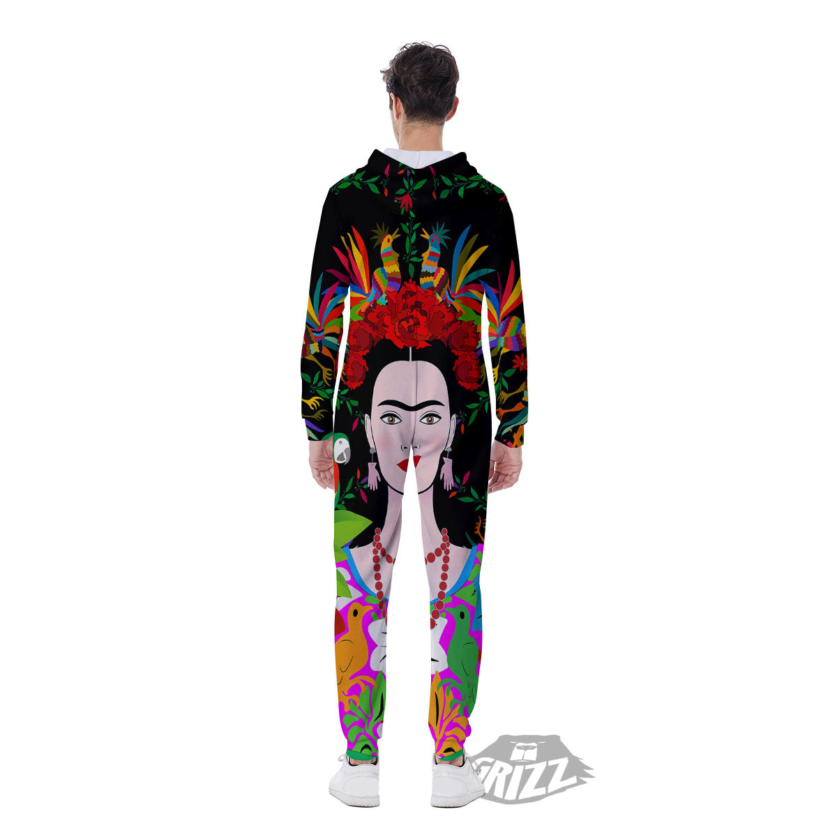 Floral And Frida Kahlo Print Men's Jumpsuit-grizzshop