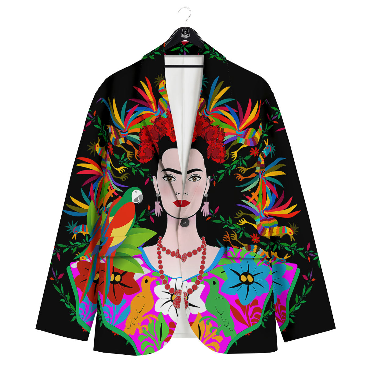 Floral And Frida Kahlo Print Men's Sport Coat-grizzshop