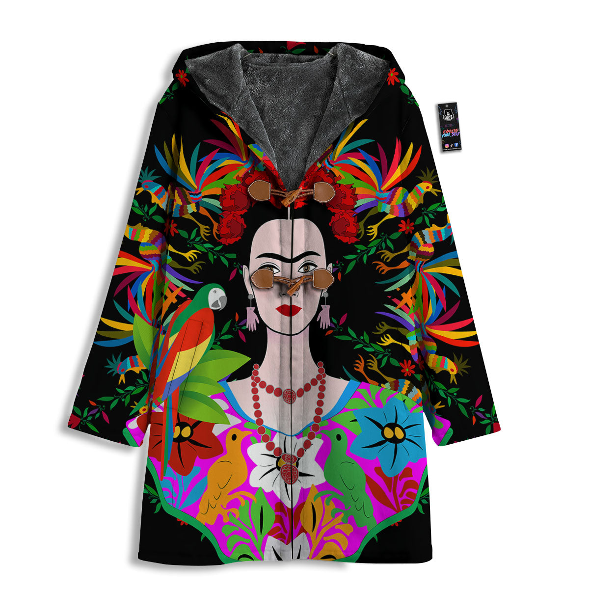 Floral And Frida Kahlo Print Men's Windbreaker Jacket-grizzshop