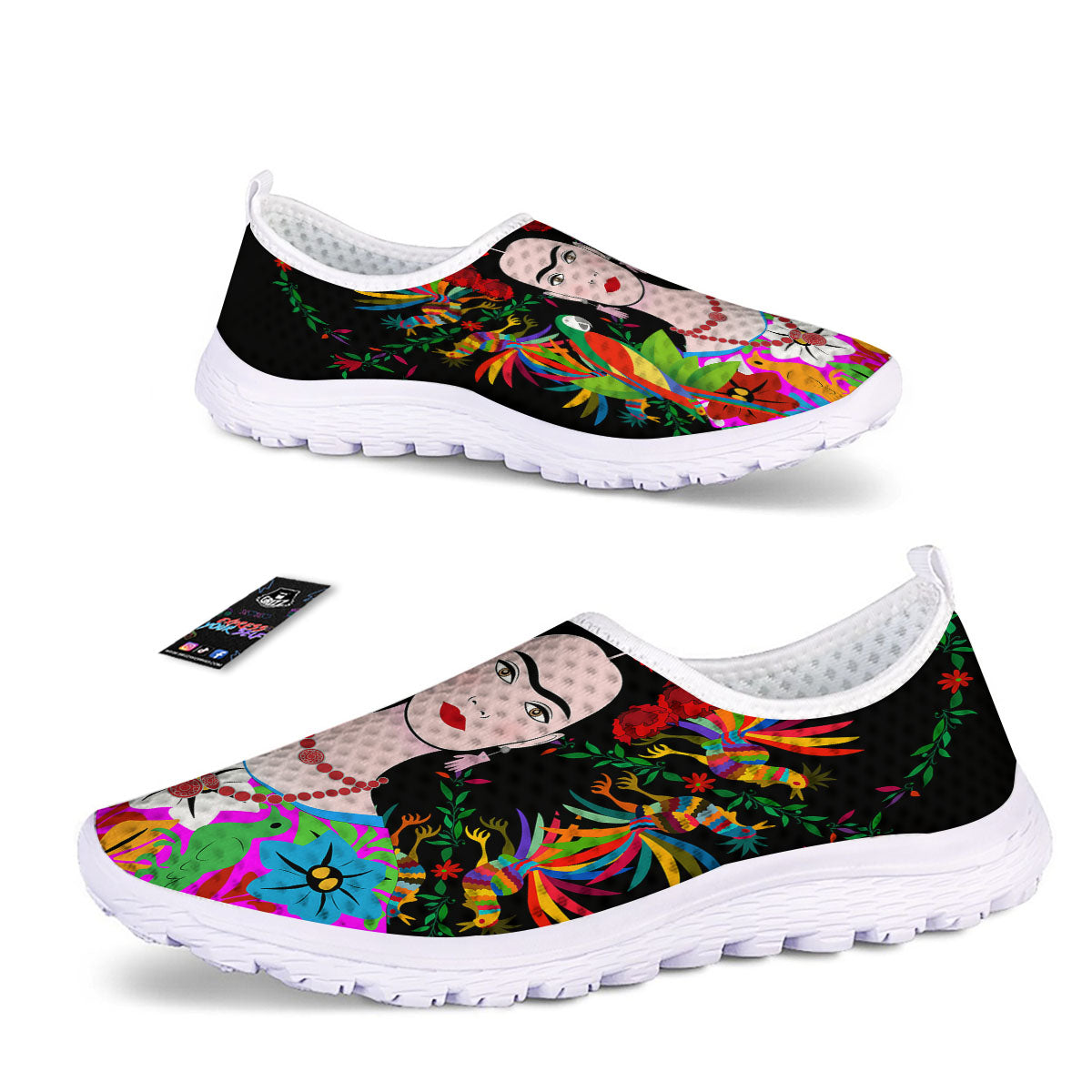 Floral And Frida Kahlo Print Nurse Shoes-grizzshop