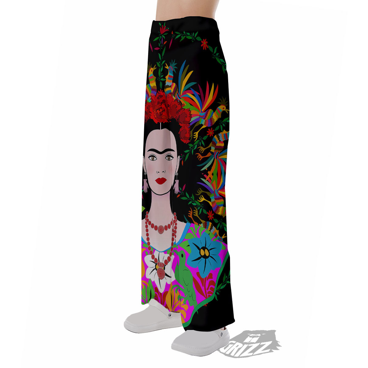 Floral And Frida Kahlo Print Pajama Pants-grizzshop
