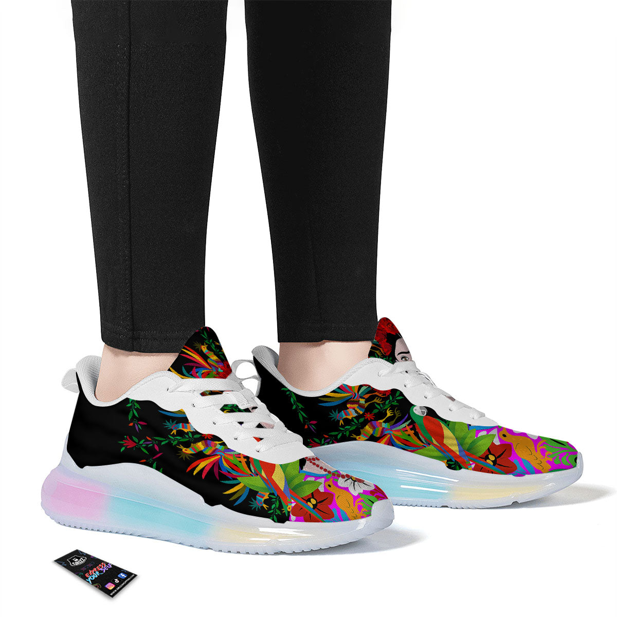 Floral And Frida Kahlo Print Running Sneakers-grizzshop