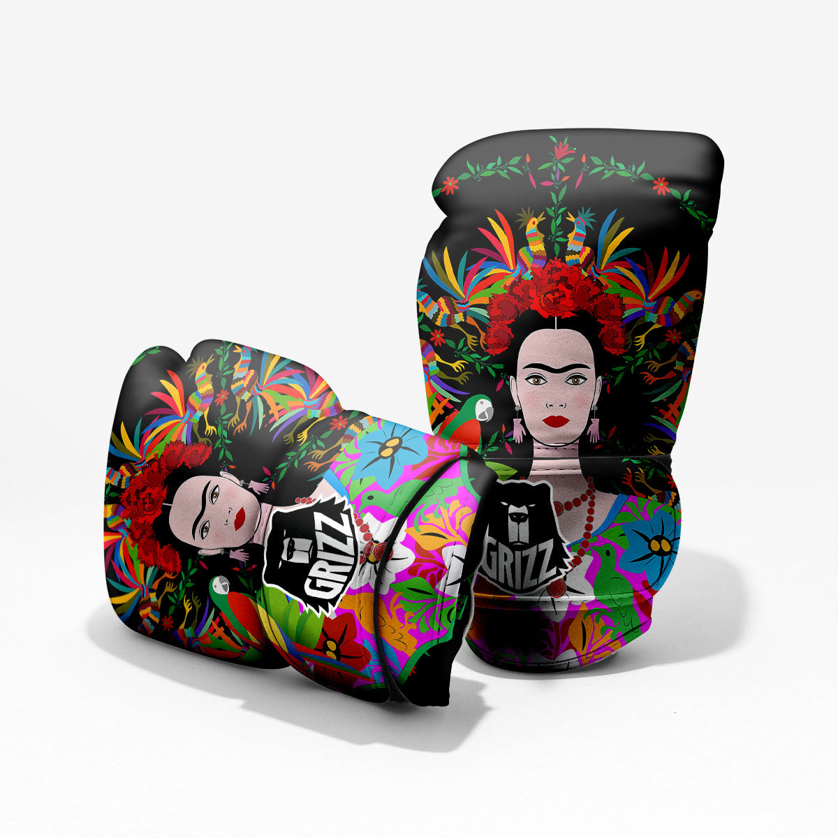 Floral And Frida Kahlo Print Pro Boxing Glove