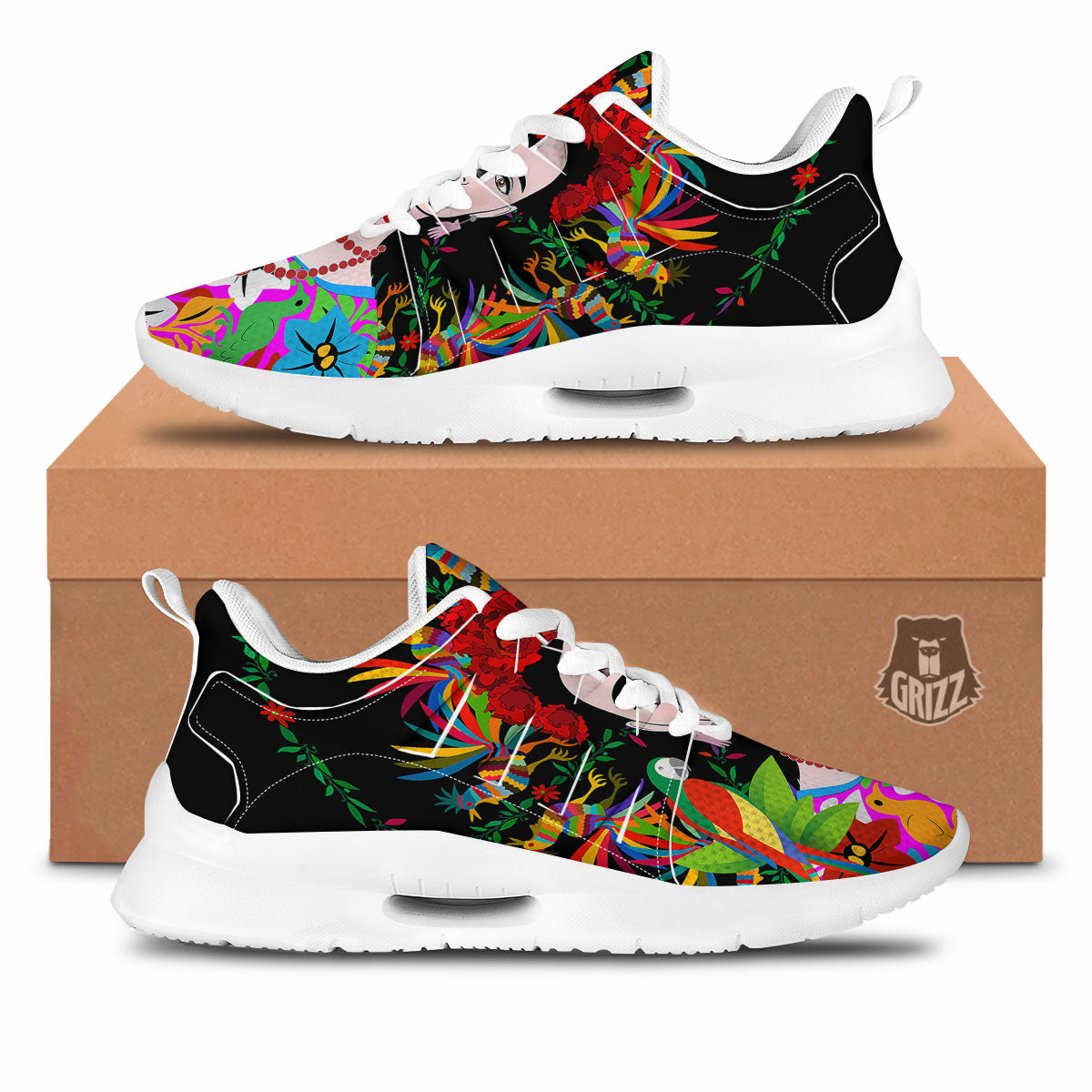 Floral And Frida Kahlo Print Tennis Shoes-grizzshop