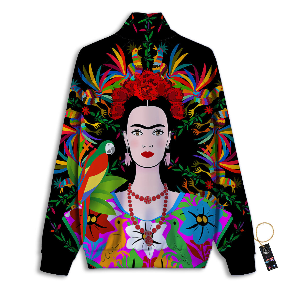 Floral And Frida Kahlo Print Track Jacket-grizzshop
