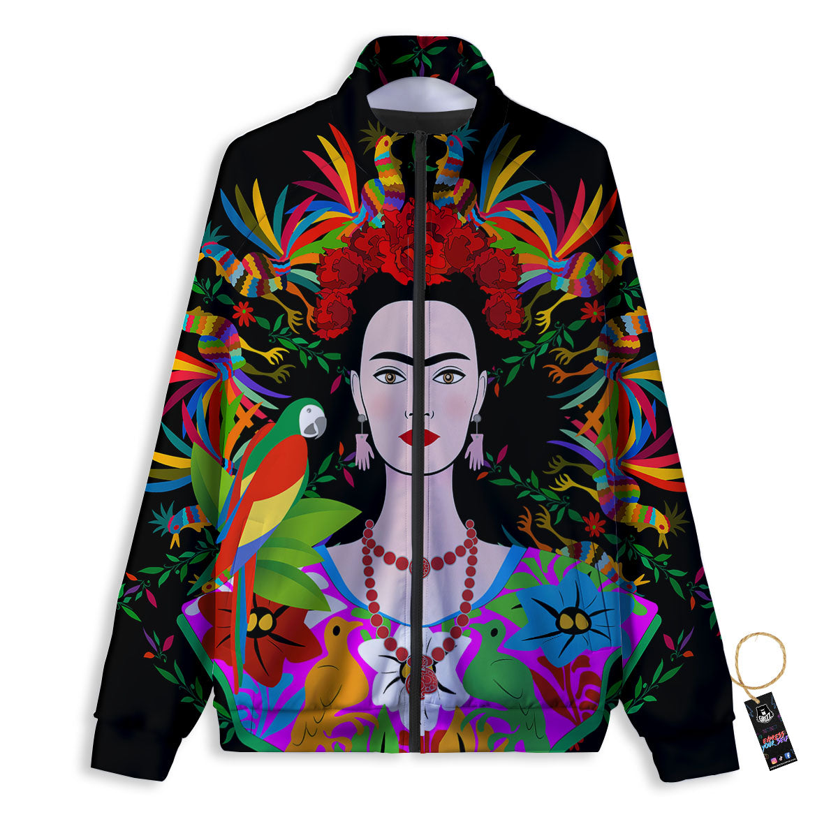 Floral And Frida Kahlo Print Track Jacket-grizzshop