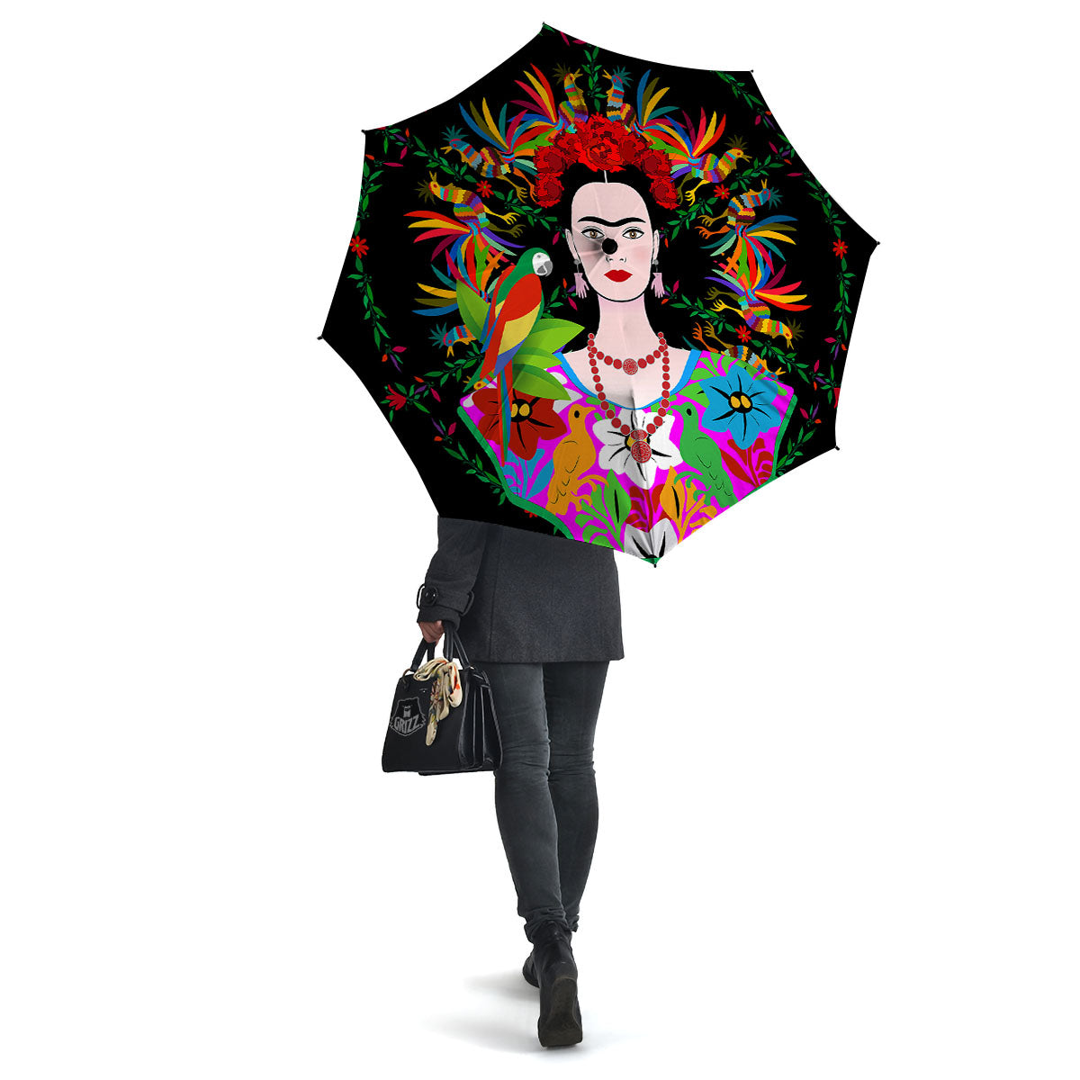 Floral And Frida Kahlo Print Umbrella-grizzshop