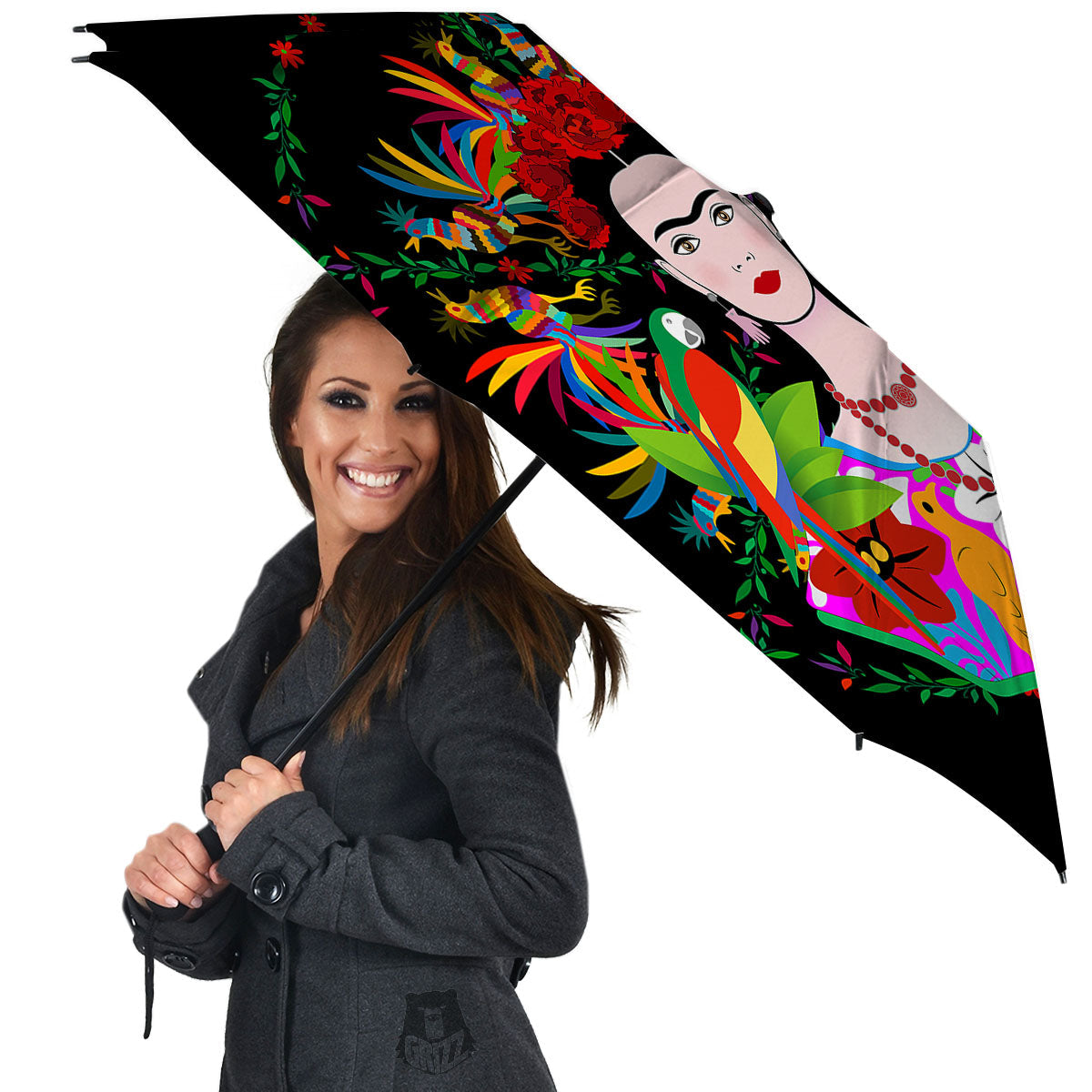Floral And Frida Kahlo Print Umbrella-grizzshop