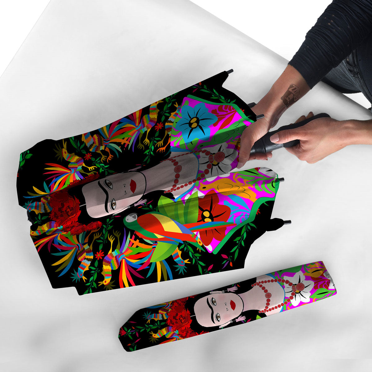 Floral And Frida Kahlo Print Umbrella-grizzshop